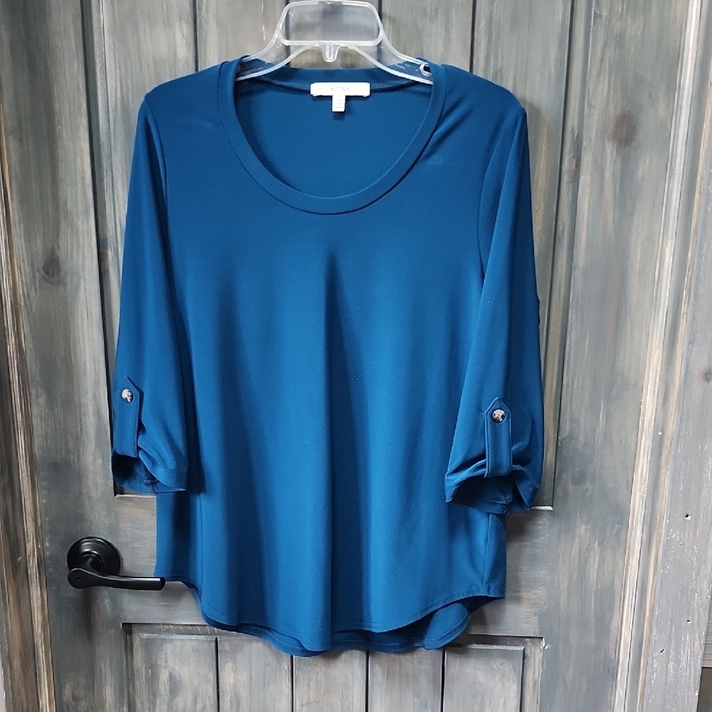 Sympli Relaxed Blue 3/4 Sleeve Blouse